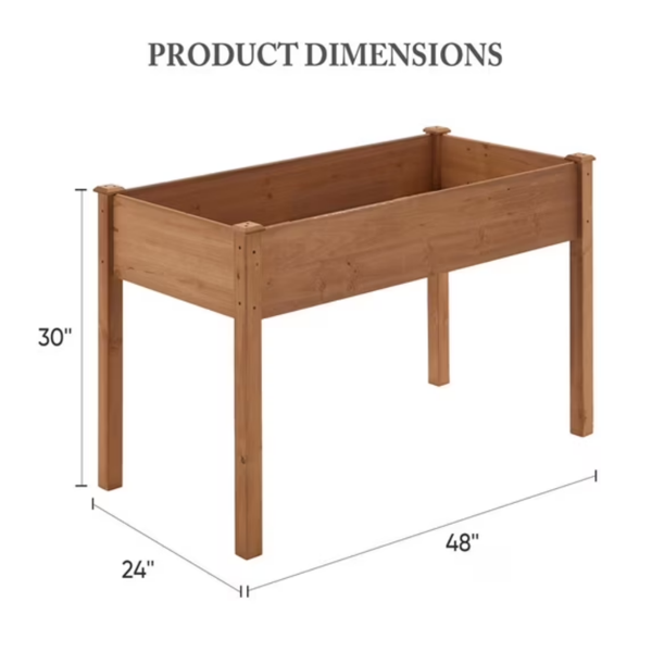Cedar Garden Bed with Non-Woven Liner and Drainage - 48x24x30 Inch Outdoor Plant Container