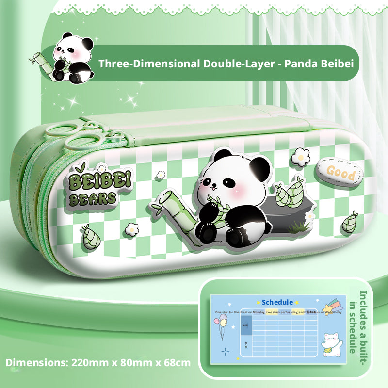 Double Layer Astronaut Model Pencil Case - Dark Blue EVA Storage Organizer