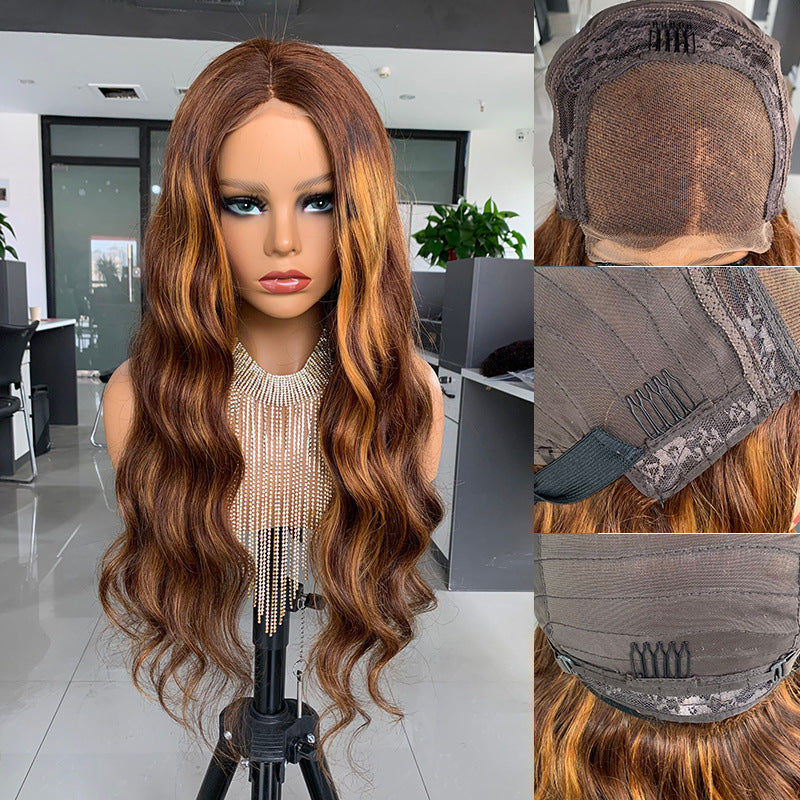 Big Wave Pick Color Bob Wig for Ladies - Real Hair, Medium Length, Brown