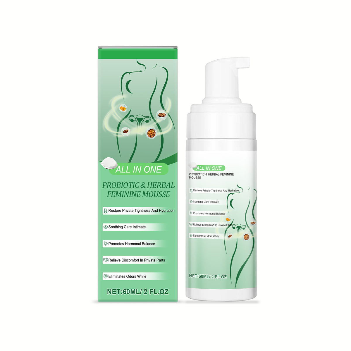 Herbal Feminine Intimate Mousse 60ml Gentle Care for Sensitive Skin