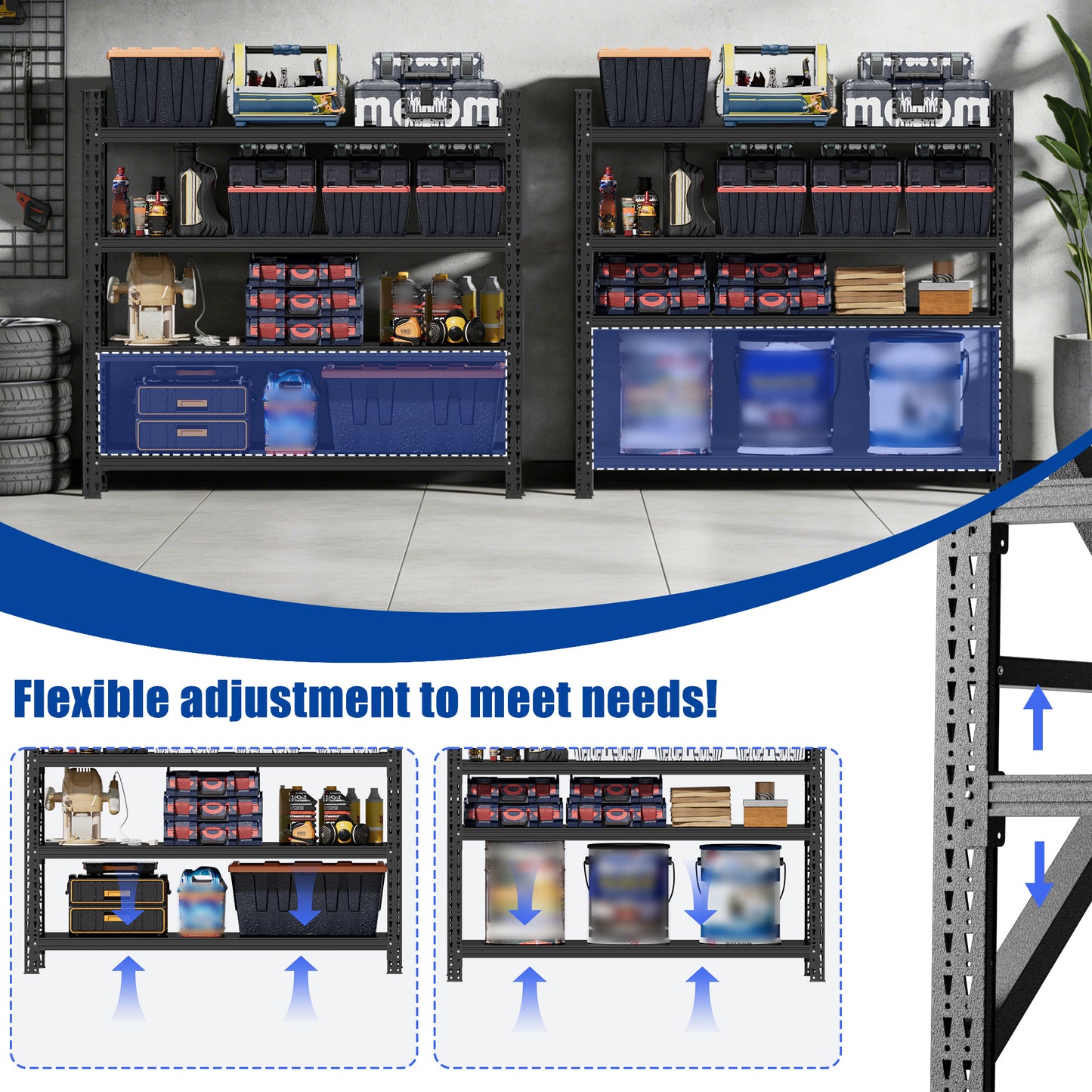 Heavy Duty Garage Shelving 6000LBS, Extra Wide Metal Adjustable
