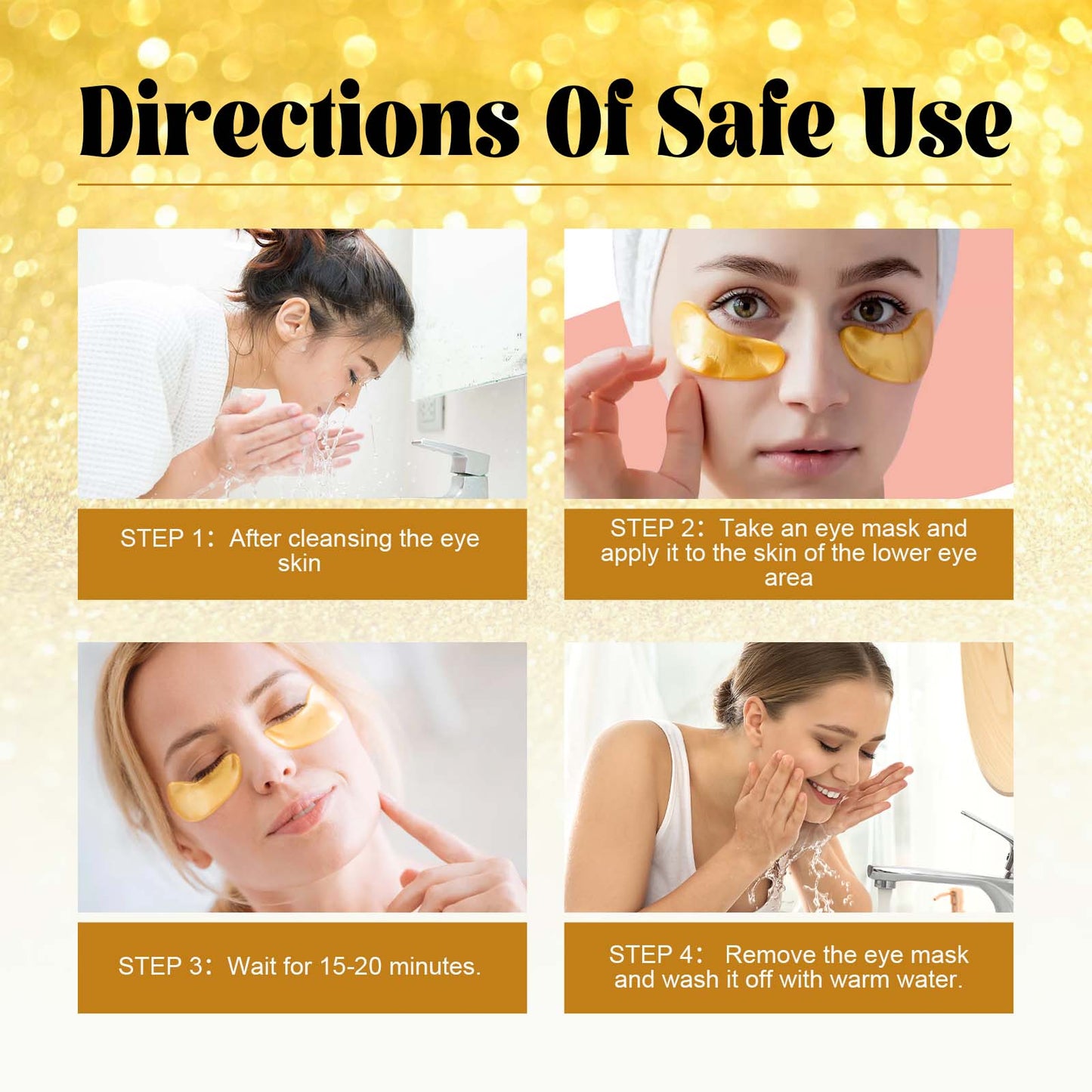 24K Gold Collagen Eye Masks - Moisturizing & Anti-Aging Eye Treatment - 60pcs