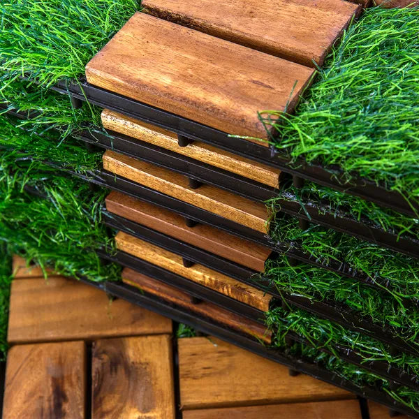 12x12 Inch Acacia Wood Modular Flooring - Easy to Install Home Renovation