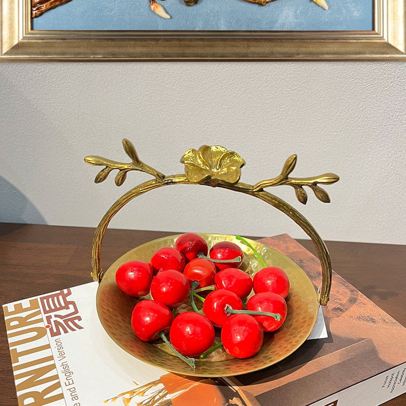 European-Style Brass Fruit Tray Ornament with Butterfly and Plum Blossom Designs