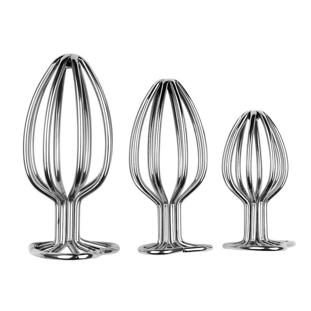 Metal Hollow Flared Anal Dilator Set with Round Base - Stainless Steel, Multiple Sizes