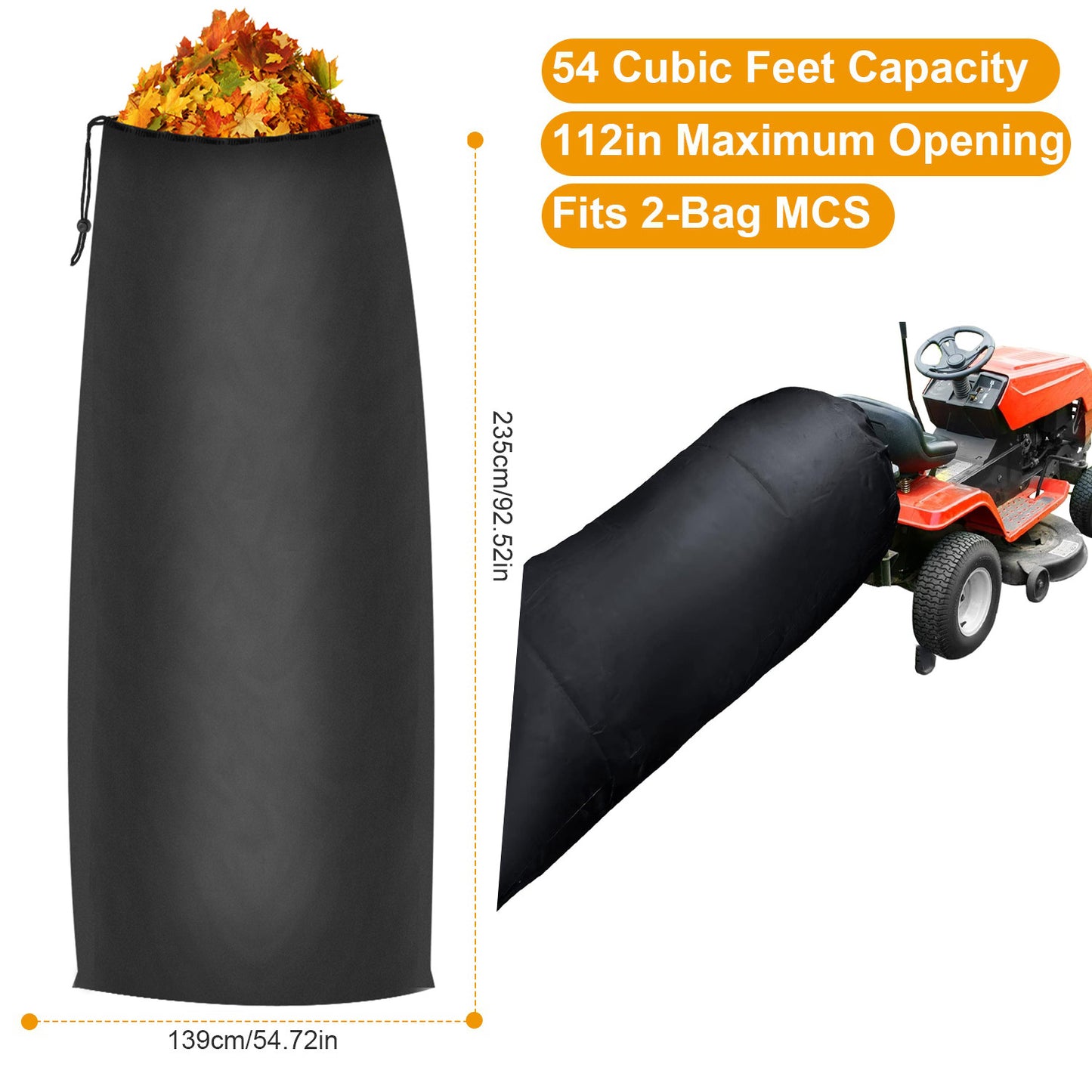 Large Capacity Garden Lawn Tractor Leaf Bag for Riding Mower Black