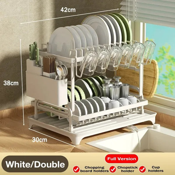 Large Capacity Kitchen Dish Drying Rack with Drain Board