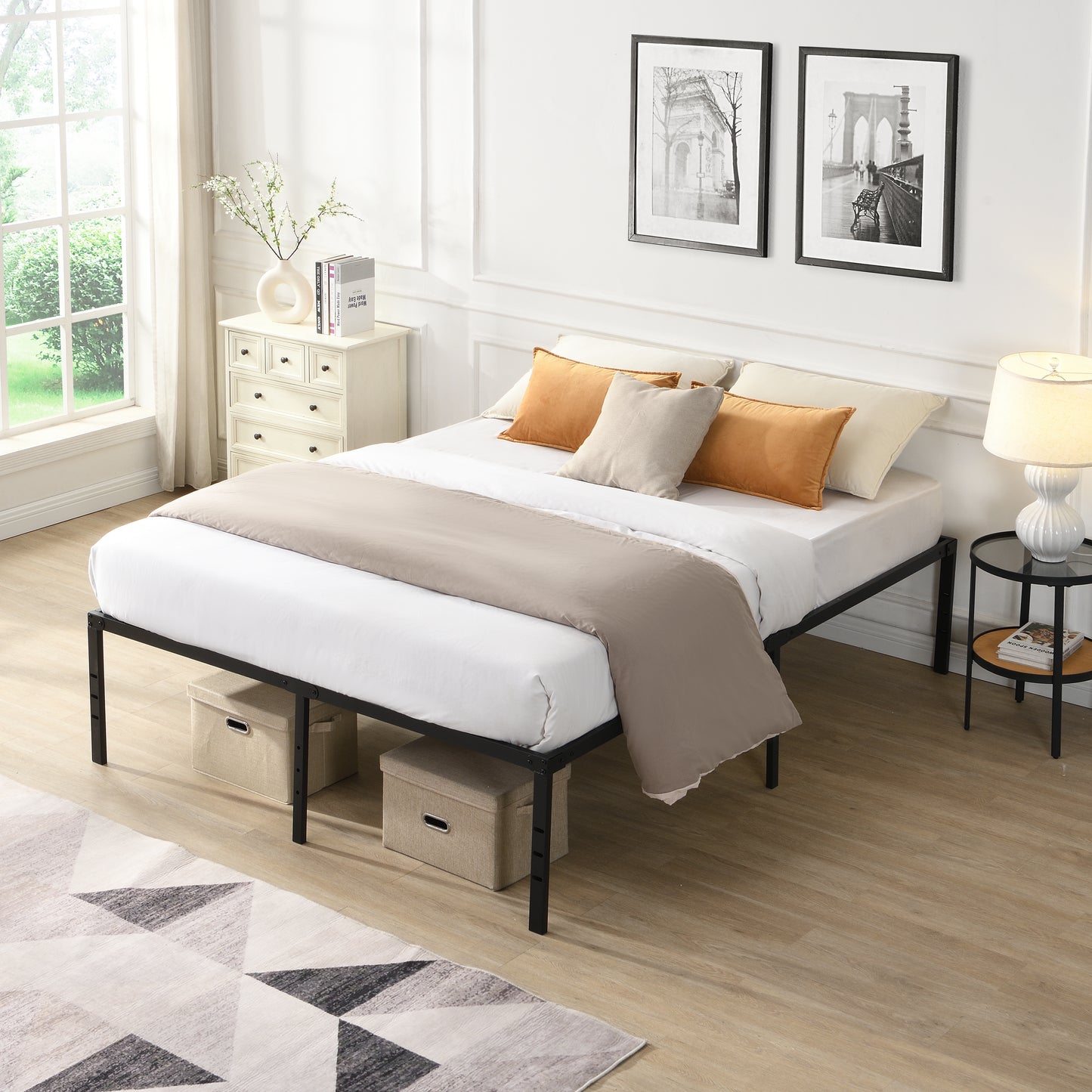 King Size Heavy Duty Metal Bed Frame - Easy Assembly, No Noise