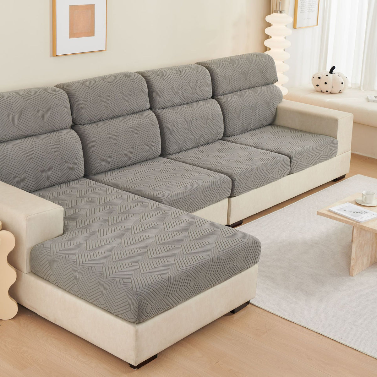 Elastic Non-Slip Sofa Cover - Jacquard Velvet Fit for 3-4 Seat Sofas