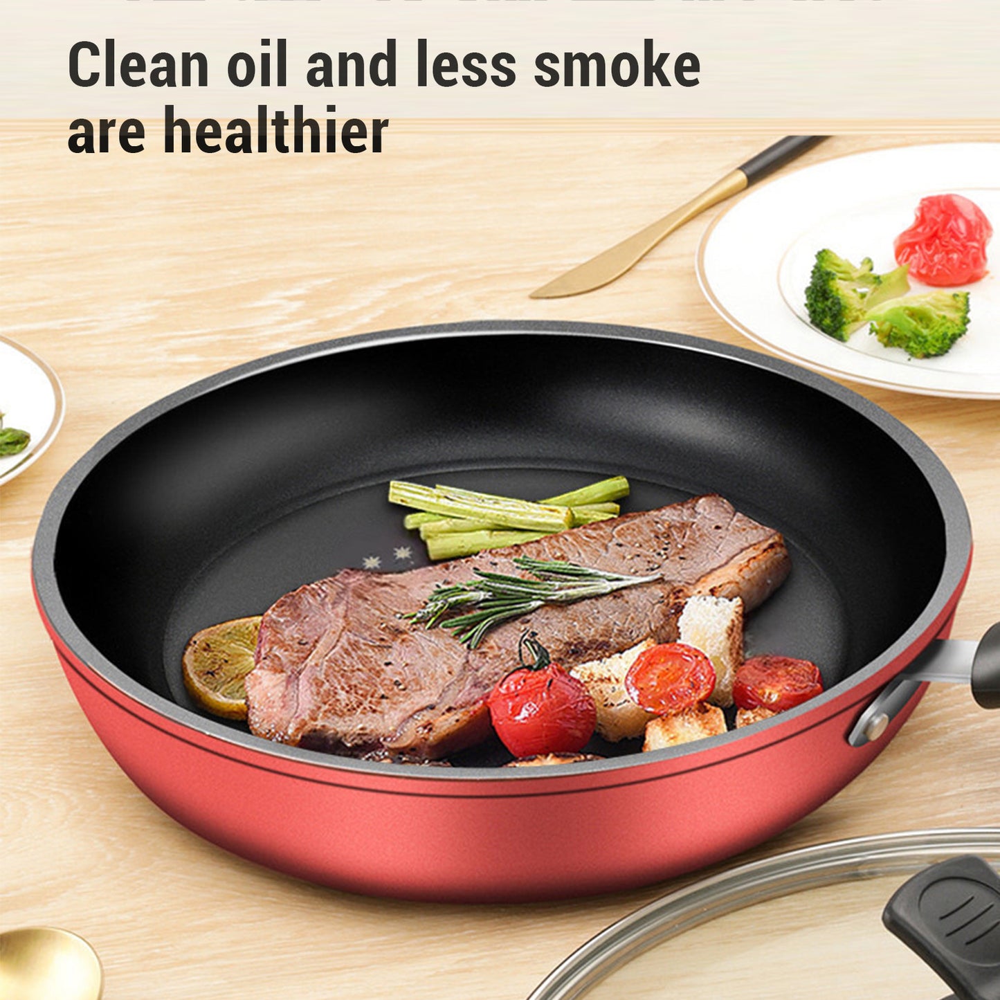 28cm Cast Iron Nonstick Frying Pan with Lid - Universal Use