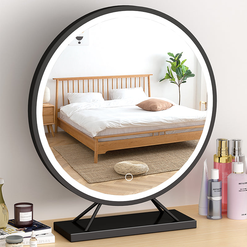 Large Gold Makeup Mirror with LED Light and Dimming - Desktop Dressing Mirror