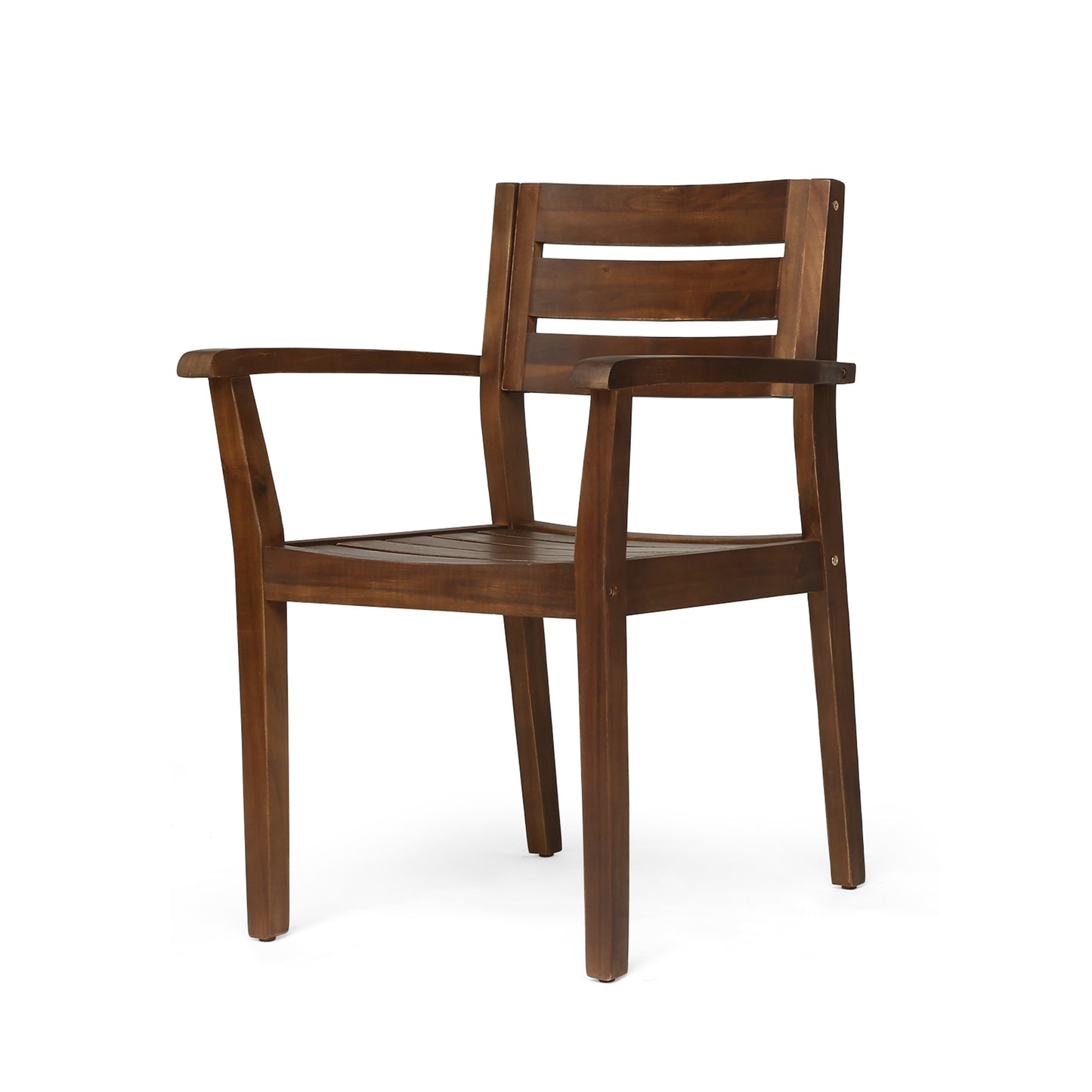 Acacia Wood Dining Chairs Set of 2 - Dark Brown Outdoor Armchairs