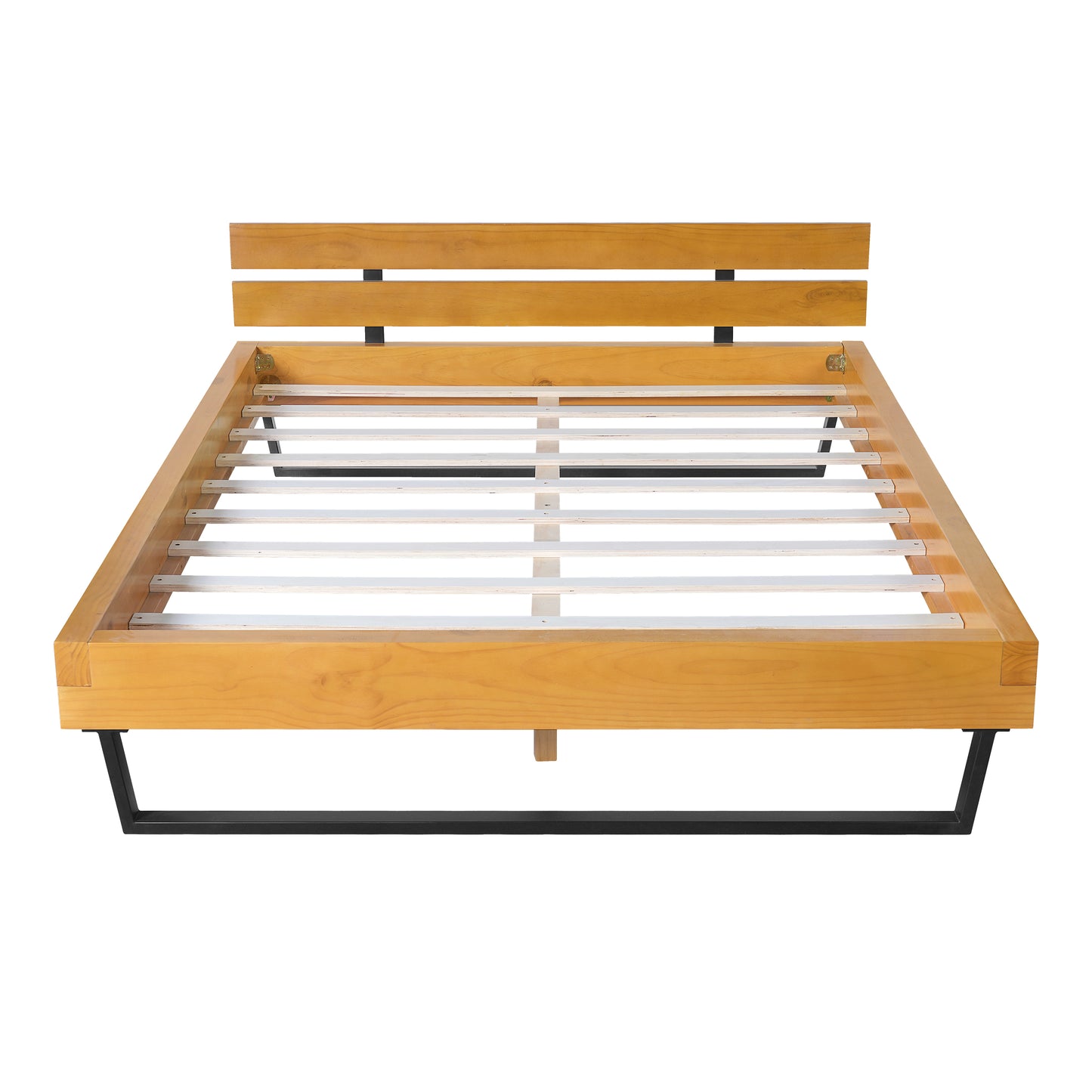 PINE WOOD BED FRAME QUEEN SIZE,NATURAL & BLACK COLOR