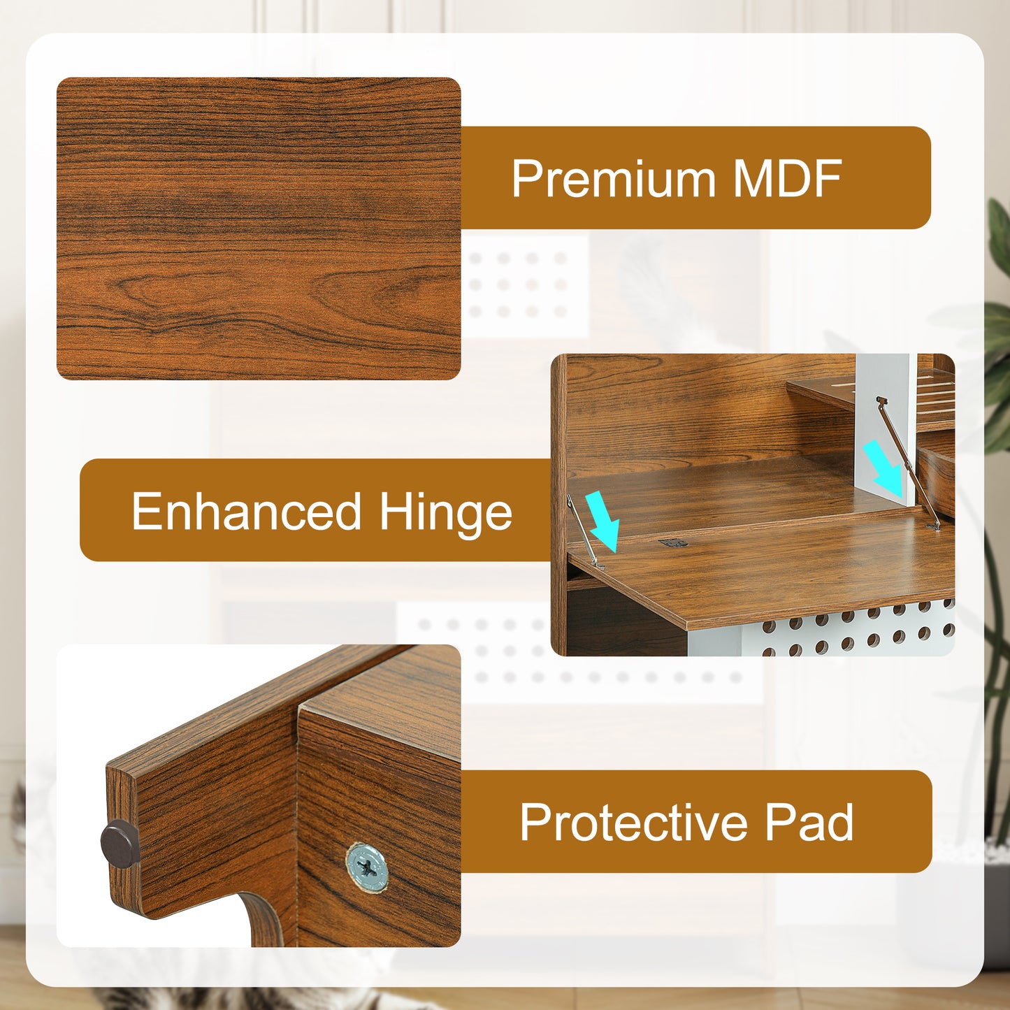 Modern 2 IN 1 Cat Furniture, Litter Box Enclosure Side Table, House