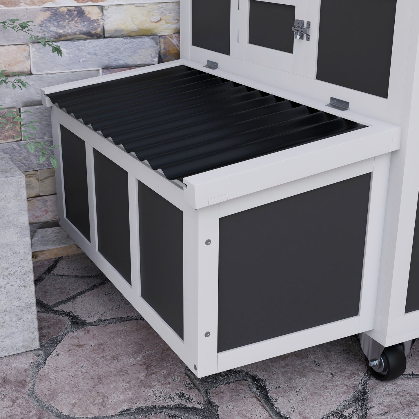 Wooden Chicken Coop with Nesting Box for 6 Chickens - Dark Gray