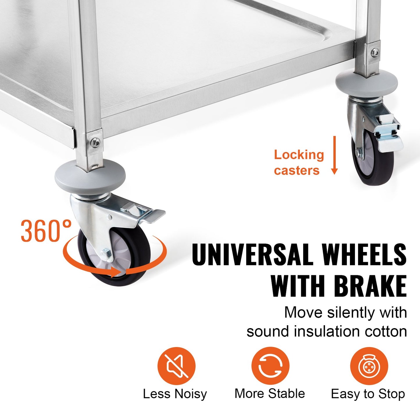 3-Tier Utility Cart with 450 lbs Capacity - Steel Rolling Storage Cart