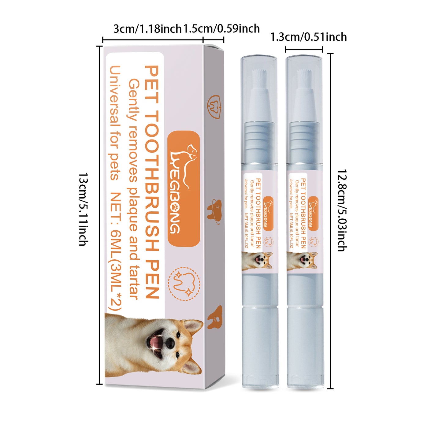 Pet Dental Toothbrush Pen 2-Pack for Dogs & Cats - Plaque & Tartar Remover, Fresh Breath & Soothe Gums