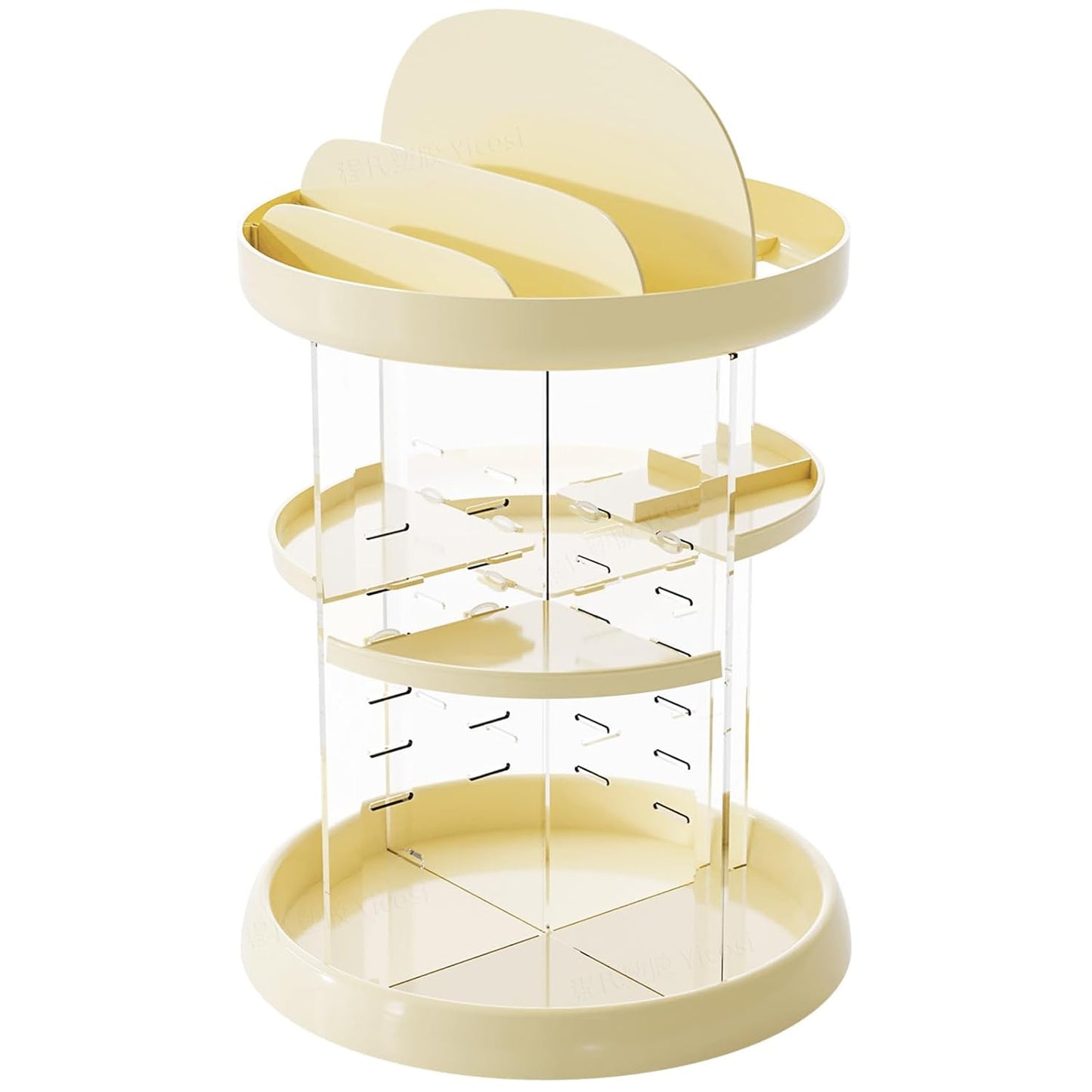 360 Rotating Makeup Organizer with Adjustable Shelves Clear Acrylic Vanity Storage