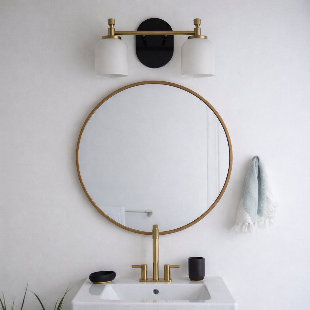Vortex Traditional Style Two Lights Vanity Over Bathroom Mirror Wall