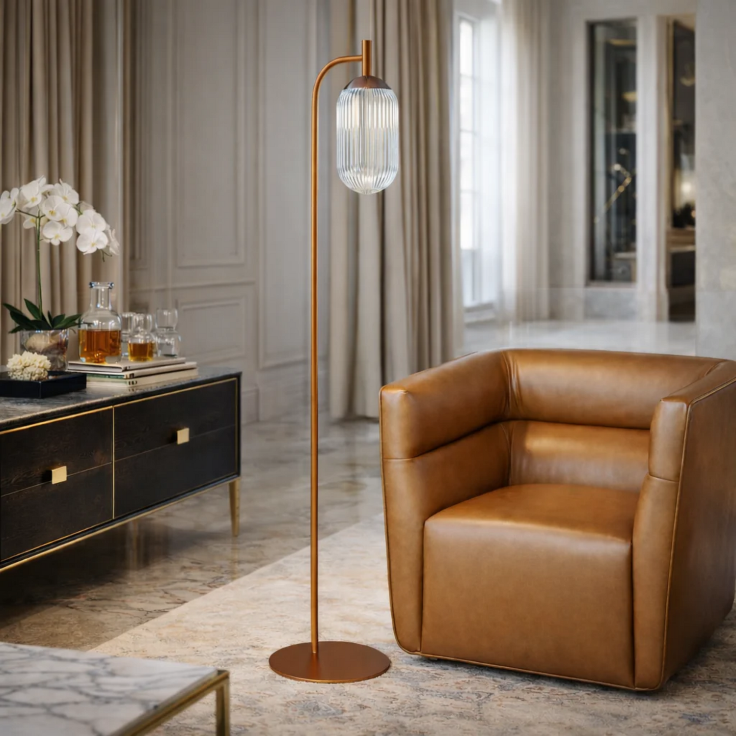 Classic Modern Floor Lamp, Upward Lighting Design For Living Room