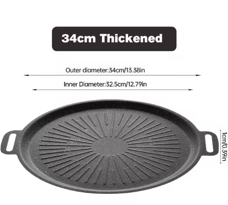 Non-Stick Pot for Rice and Grilling - Wheat Stone Barbecue Plate, 30-34cm