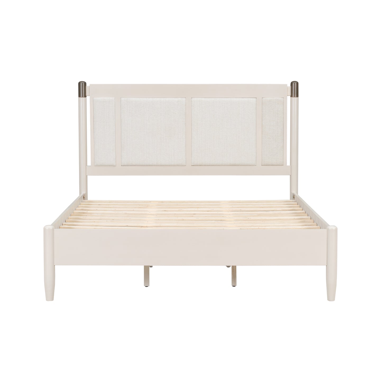 Solid Wood Queen Bed, Heavy Duty 500 Lbs Support, No Box Spring