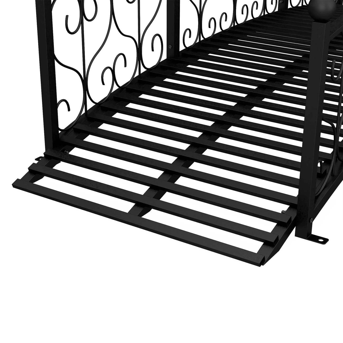 Metal Garden Bridge with Side Railings - Black Arc Footbridge, 840x740mm