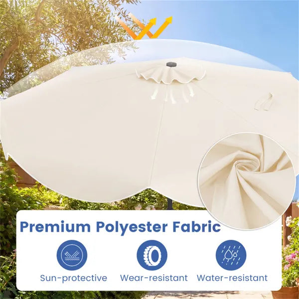 10 Ft Solar Powered Patio Umbrella with 24 LED Lights - Beige