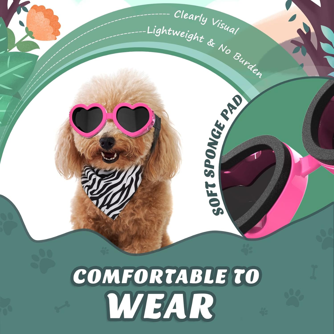 Dog Sunglasses UV Protection Heart Shape Pet Goggles for Small Dogs