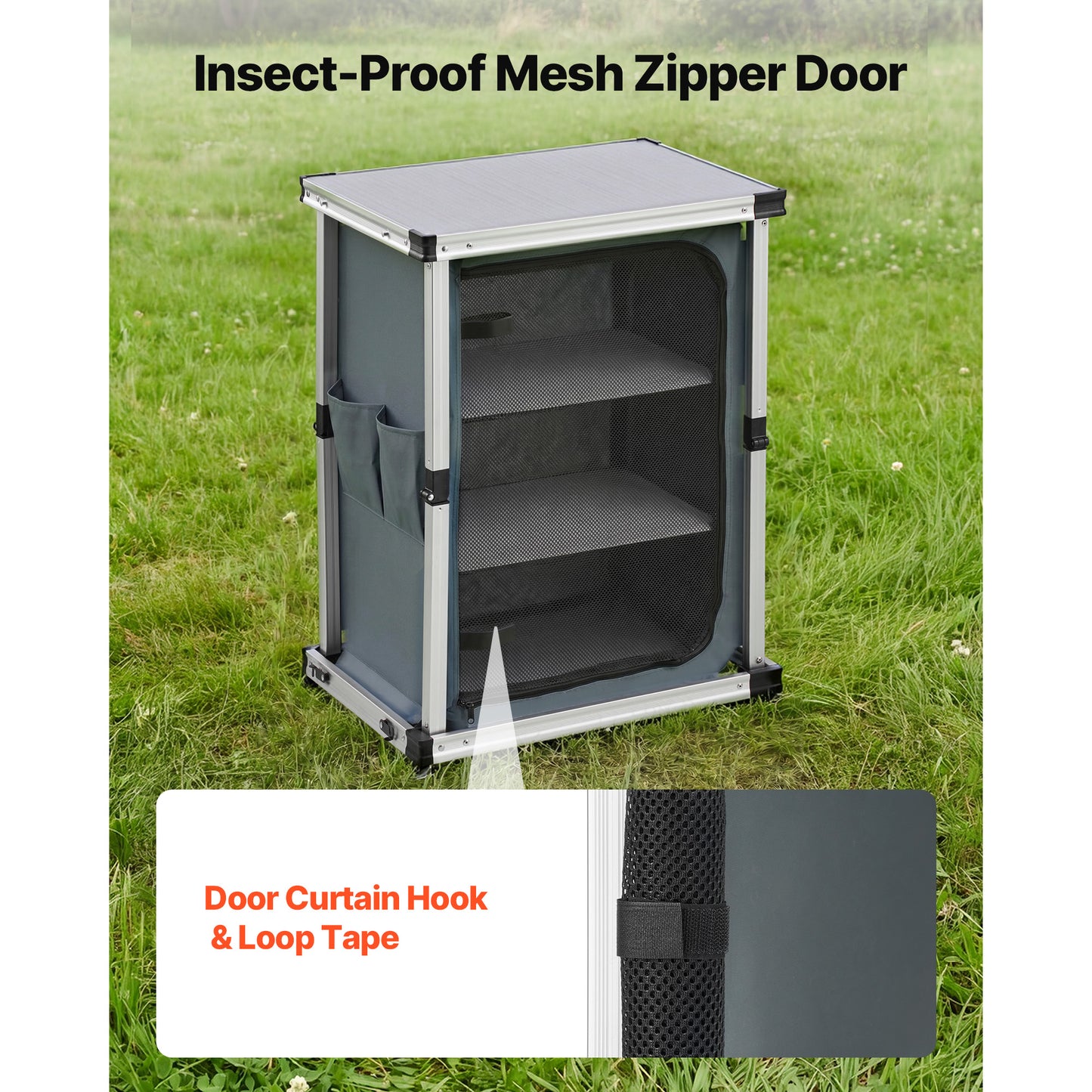 Portable Folding Camping Storage Cabinet and Table Set with Shelves, Lightweight Outdoor Kitchen Station
