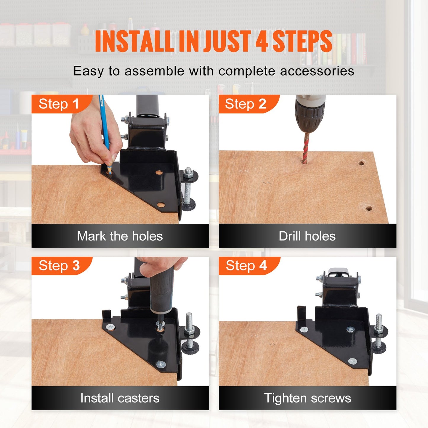 Heavy Duty Mobile Base Stand 400 Lb Capacity for Tools and Machines - Black