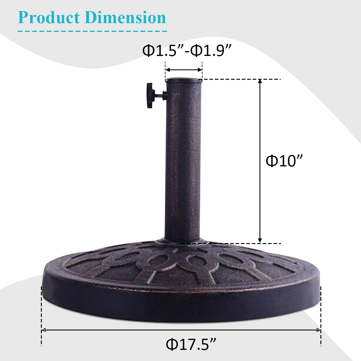 Heavy Duty 30lbs Outdoor Patio Umbrella Base - 18 Inches