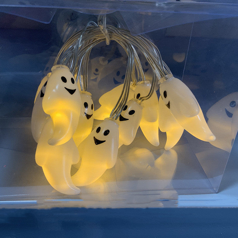 Halloween LED Ghost String Lights - Battery Powered Decorative Light Set