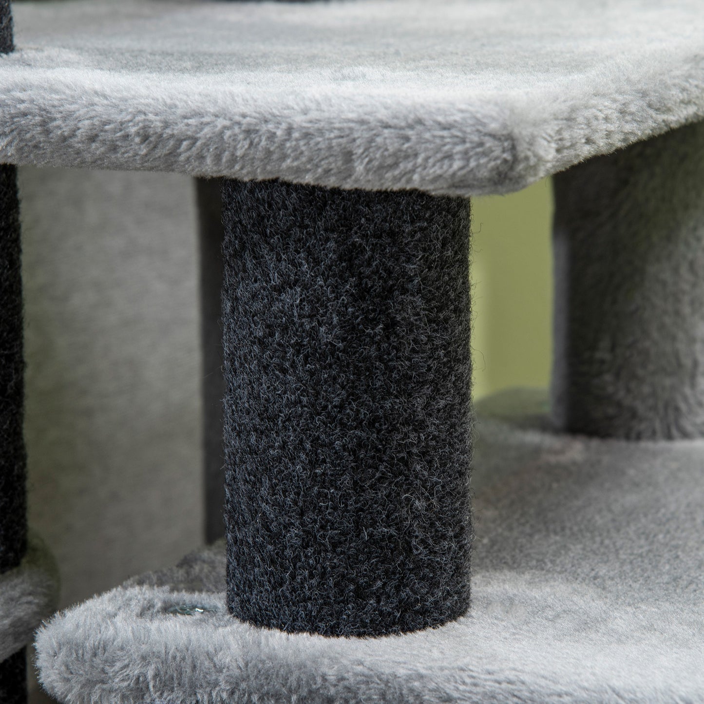 Adjustable 3-4 Step Cat Stairs with Scratching Post & Toy Ball - Gray