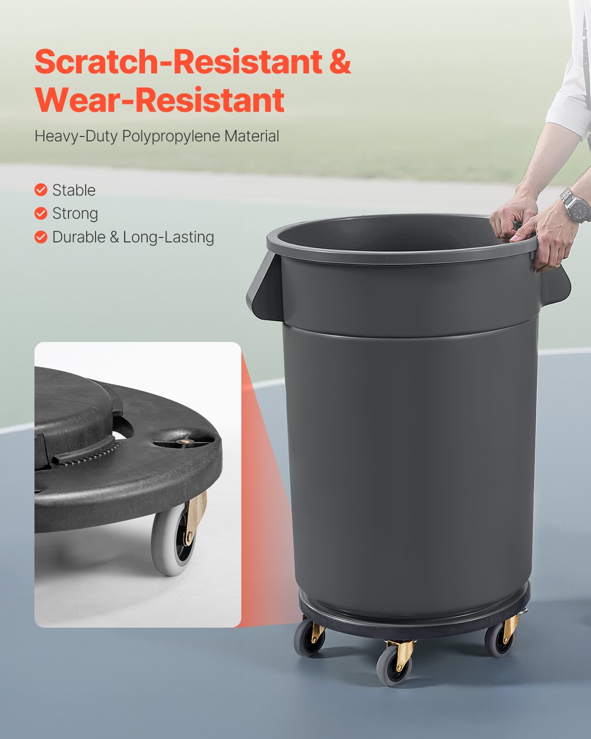 Heavy Duty Trash Can Dolly for 20-55 Gallon Bins - 500lb Capacity, Black