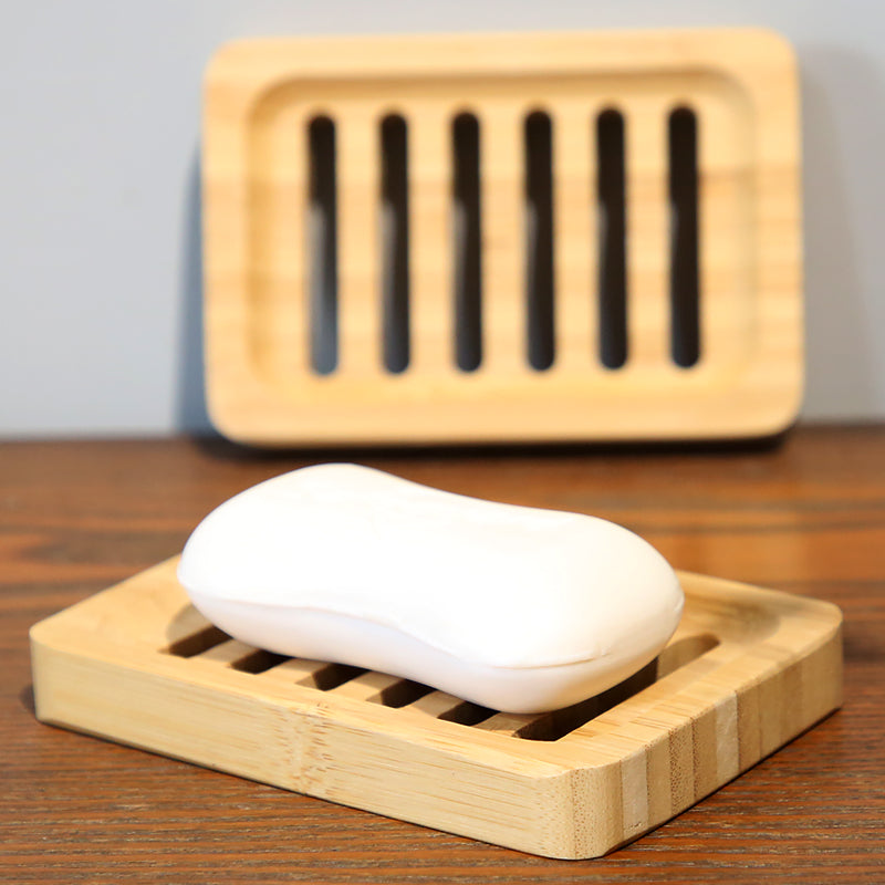 Wooden Soap Box with Single Drain - Bathroom Storage Organizer