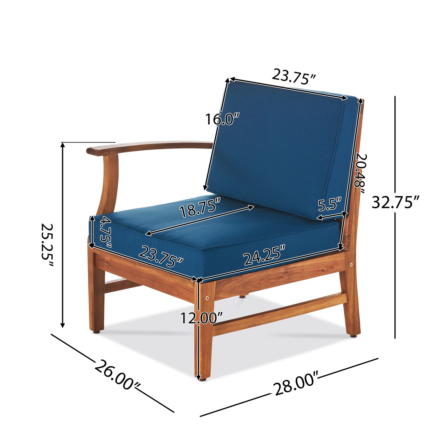 Perla 5-Piece Outdoor Sofa Set - Blue Acacia Wood