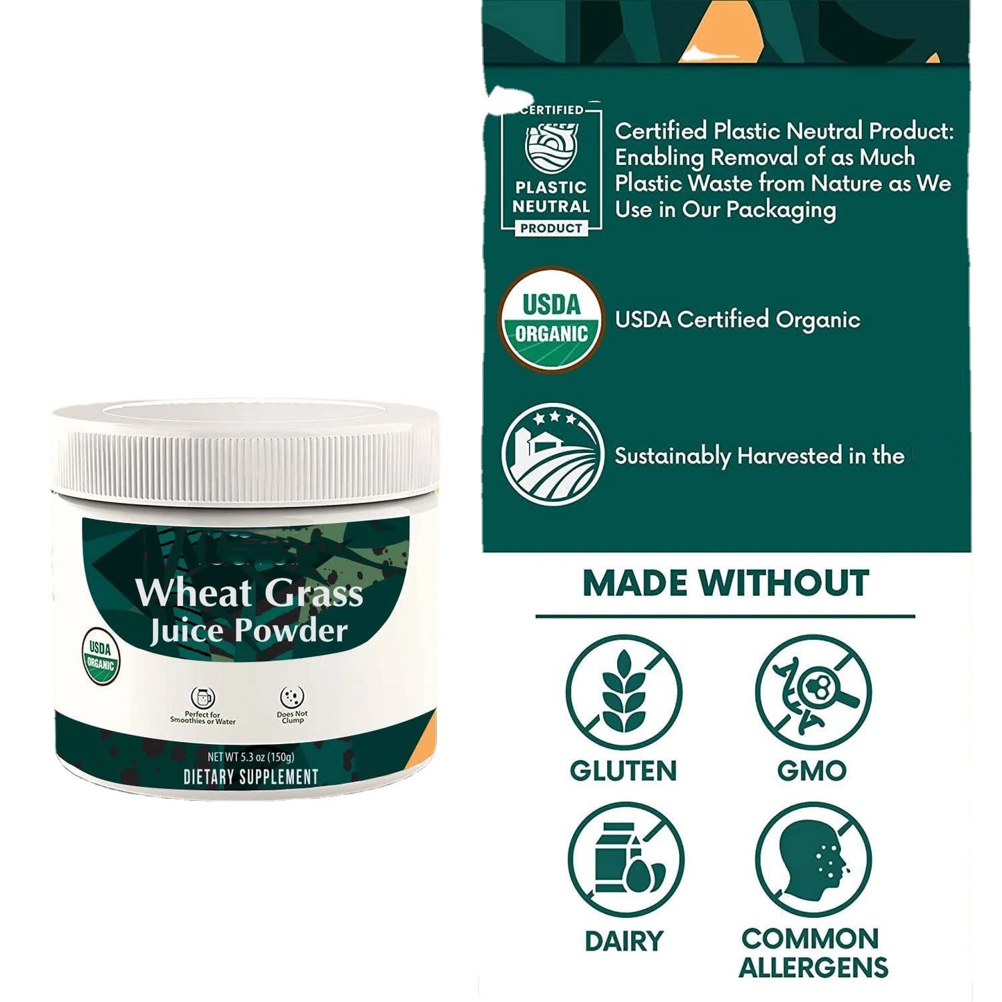 Wheat Grass Juice Powder - 150g Natural Superfood for Health & Detox