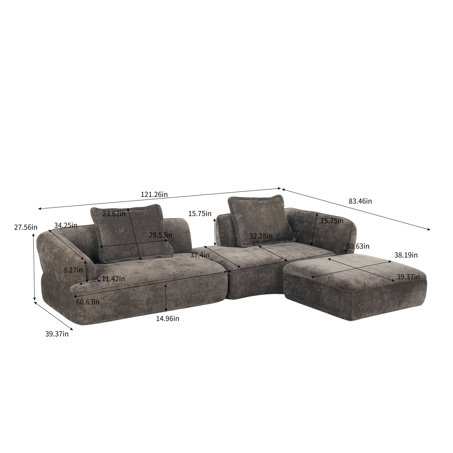 122 Modern L-Shaped Sectional Sofa With High-Density Fully Compressed