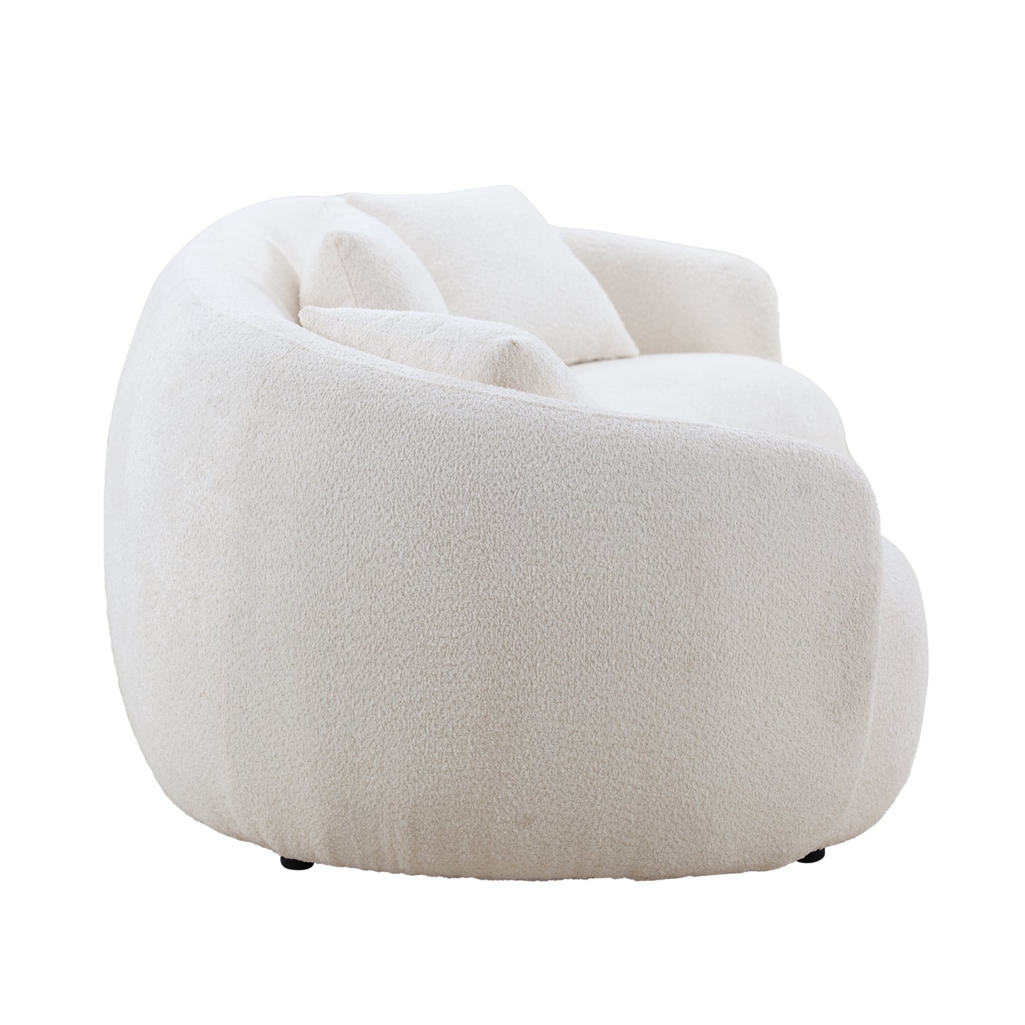 Mid Century Modern Curved Living Room Sofa, 4-Seat Boucle Fabric