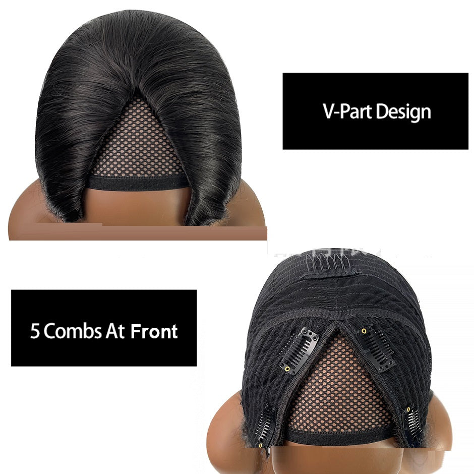 Human Hair Wigs - Yaki Straight Lace-Free Mechanism Wig for Women