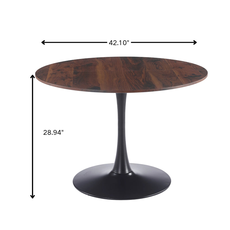 42.1 Walnut Color Top Tulip Table, Mid-century Dining Table For 4-6