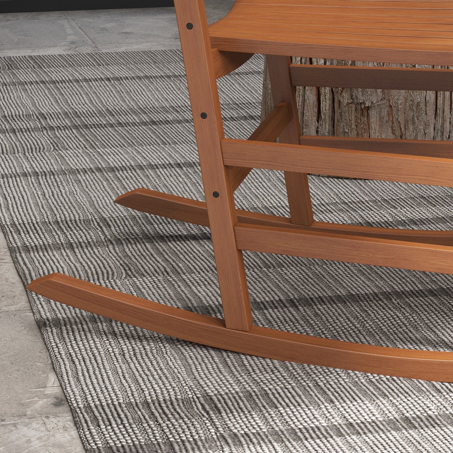 Outdoor Wooden Rocking Chair Set of 2 - Teak Finish
