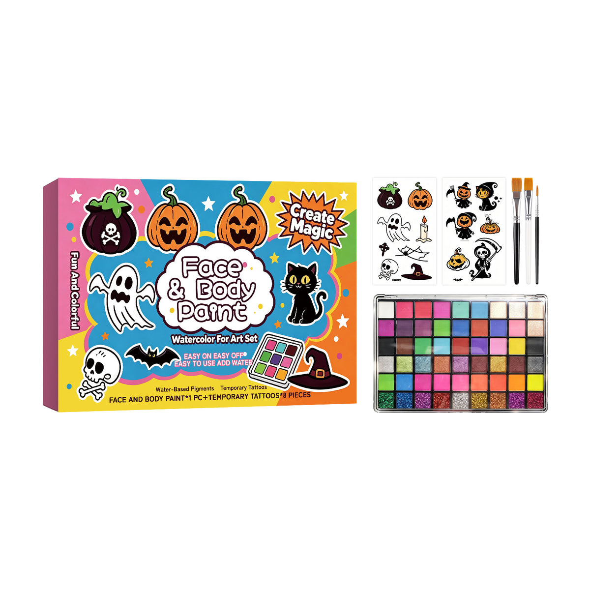 Kids Face Painting Set Natural Vibrant Colors Safe for Children Halloween