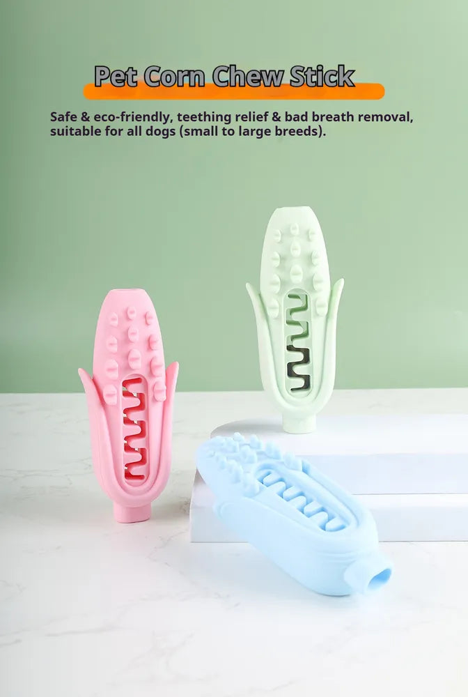 Dog Chew Toy with Corn Shape for Small to Large Breeds - Durable Silicone Teether