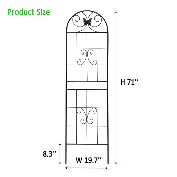 Metal Garden Trellis 71" x 19.7" - 2 Pack, Rustproof Black Support