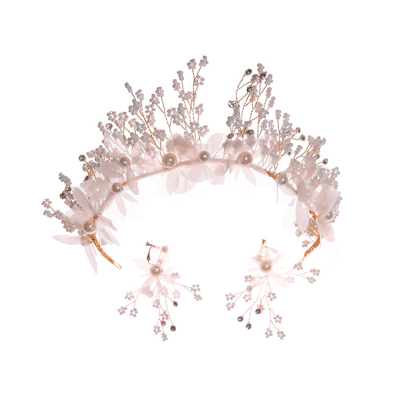 Children's Pearl Flower Crown with Ear Clips