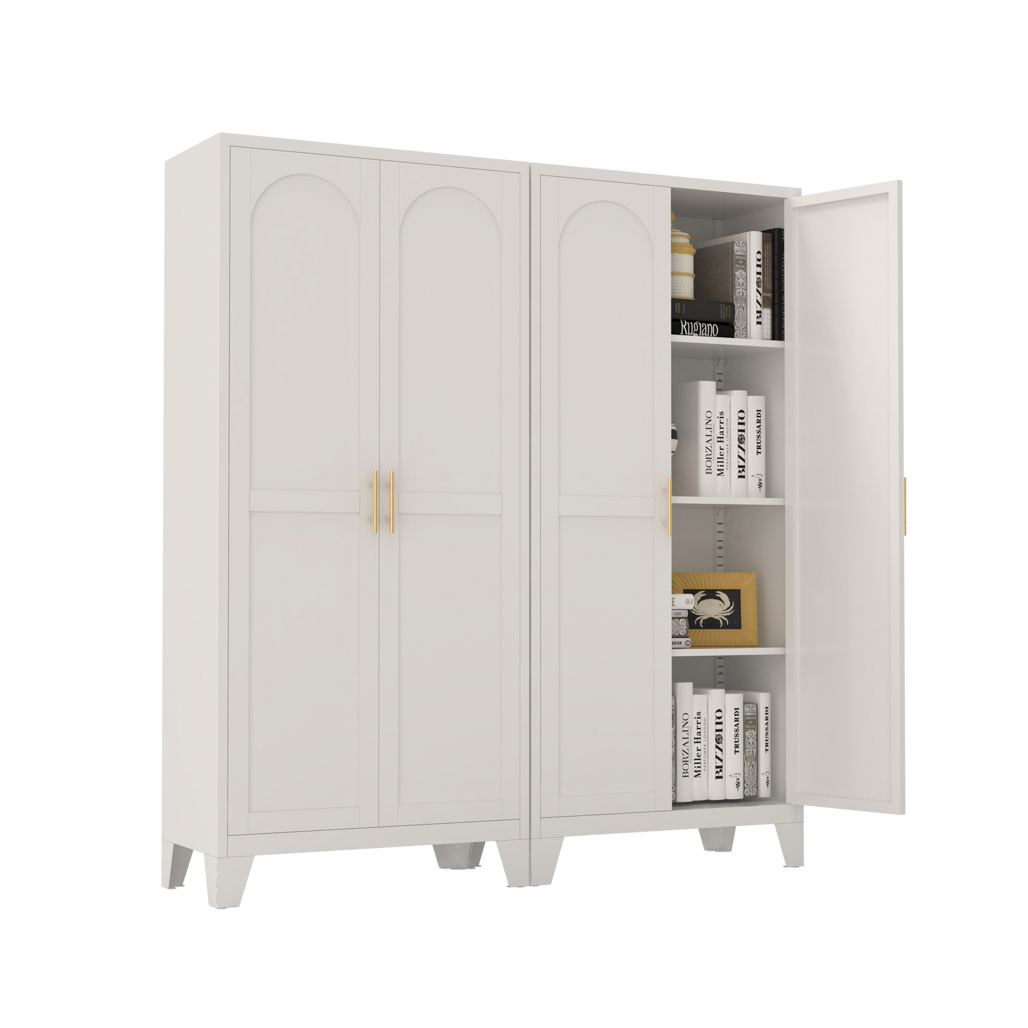 61'' Metal Storage Cabinet with Adjustable Shelves - White