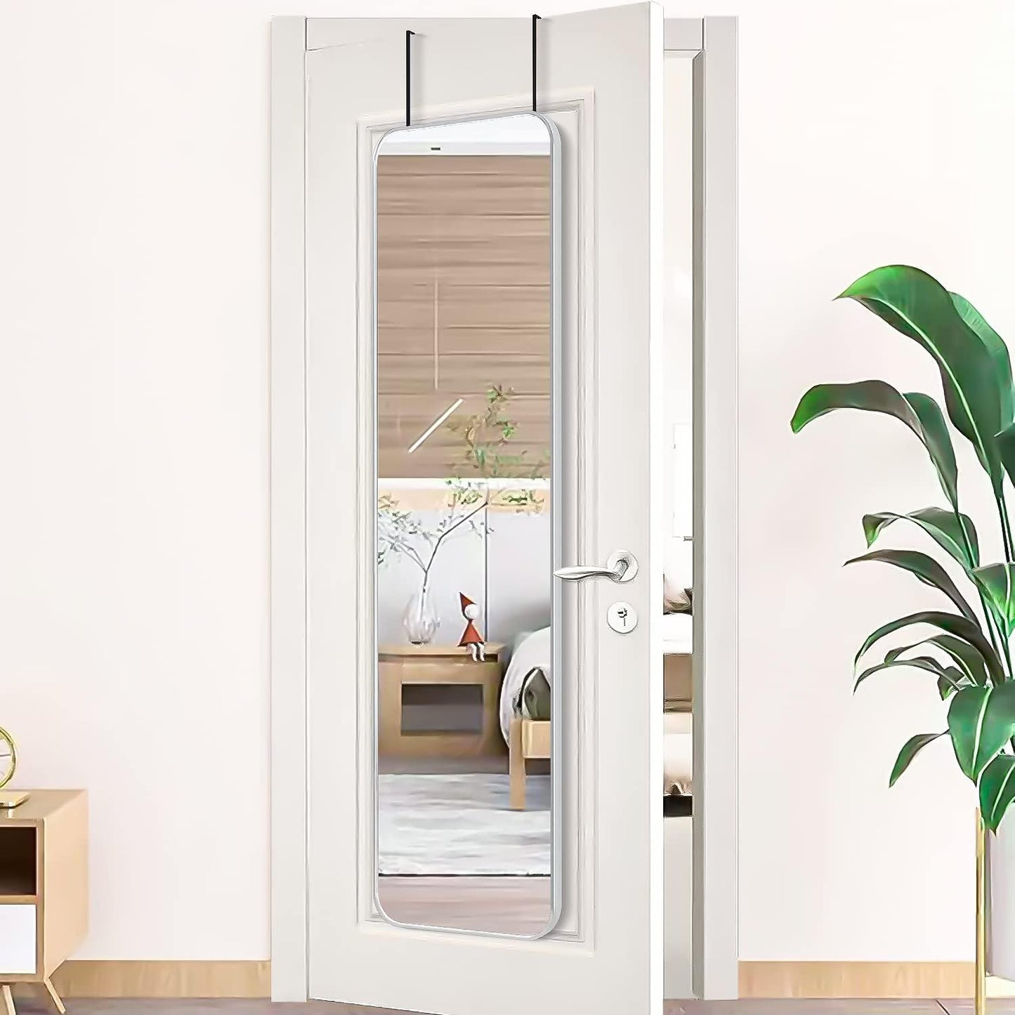 Silver 47 x 14 Inch Rectangular Door Mirror - Classic Design