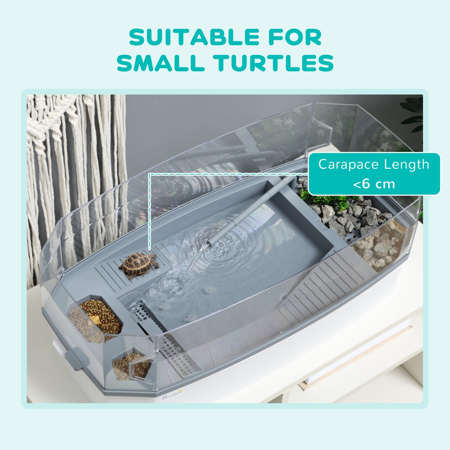 Pet Turtle Aquarium Kit with Basking Platform and Water Pump - White, 670x345x163mm